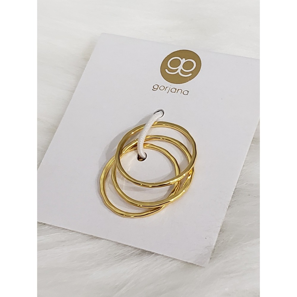 NEW 3 PIECE SET GORJANA G RING STACKING RINGS SIMPLE DAINTY GOLD TONE THIN